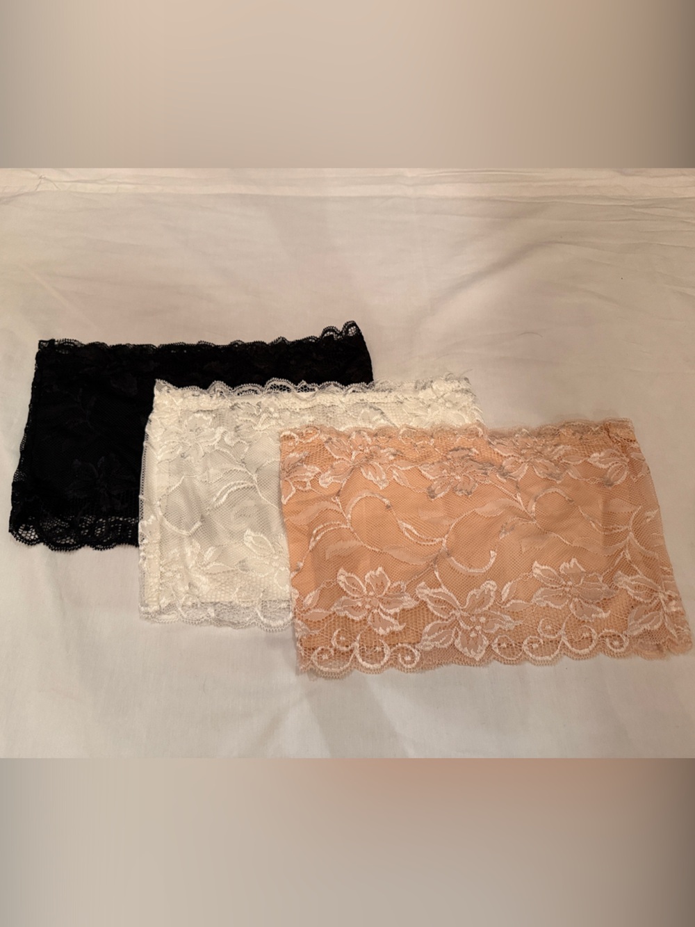 Women’s Lace Bandeau Trio - Black, White & Blush